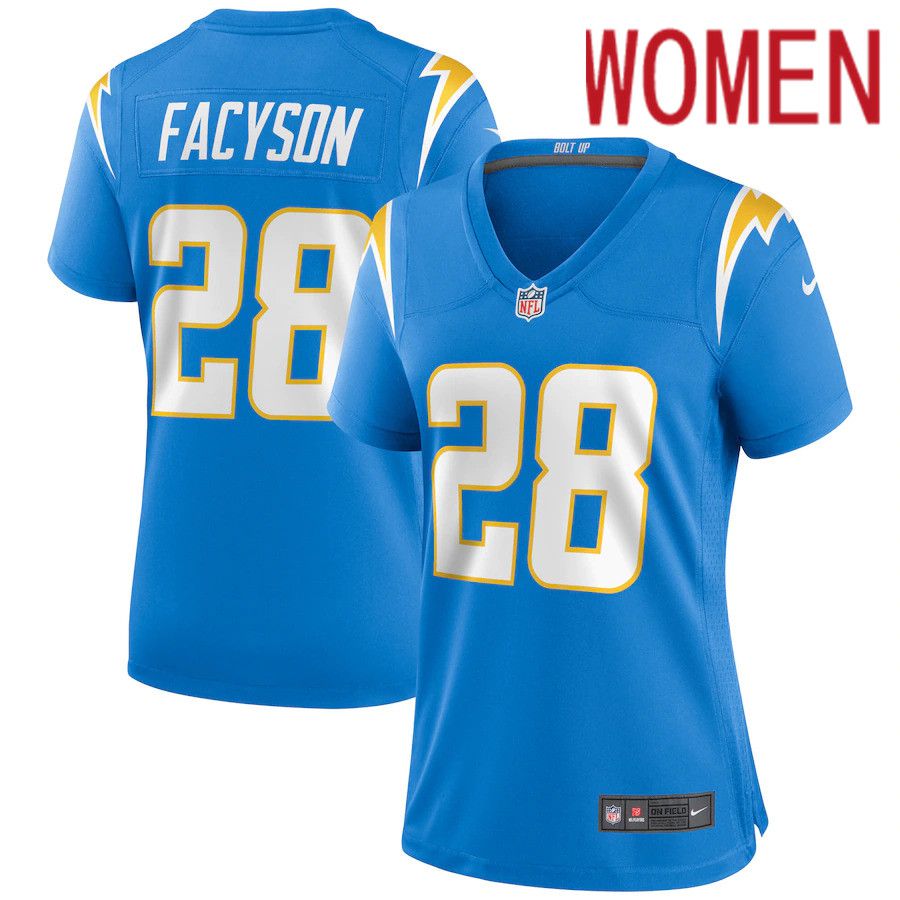 Women Los Angeles Chargers #28 Brandon Facyson Nike Powder Blue Game NFL Jersey->women nfl jersey->Women Jersey